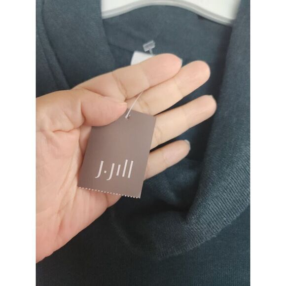 NWT Pure Jill by J.Jill Blue Cowl Neck Cotton A-Line Knit Dress size Large Pet. - Picture 7 of 12